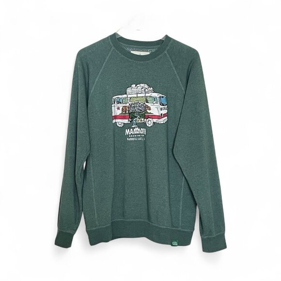 Wild Tribute Mammoth Brewing Sweatshirt L Green Crewneck VW Bus Graphic Pullover - Picture 1 of 7